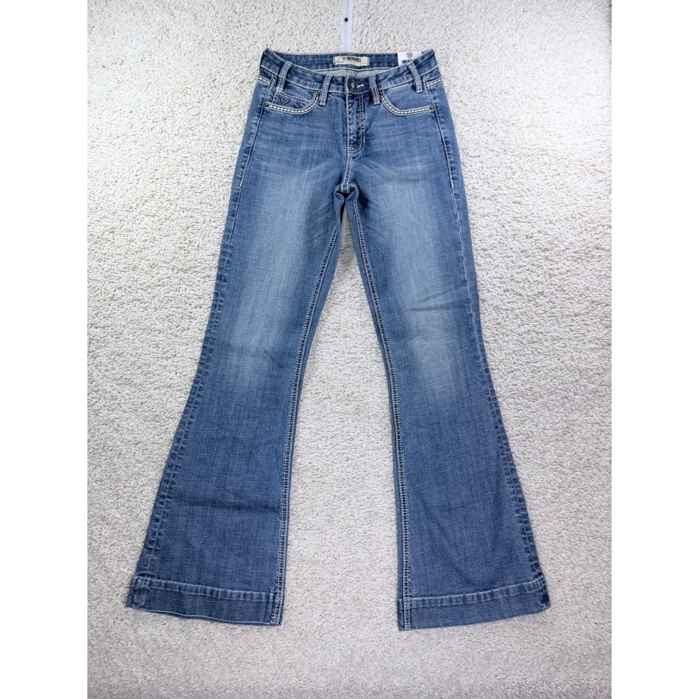 Womens 26 Rock & Roll Denim Trouser Jeans Cotton Mid Rise Flare Western Blue NWT